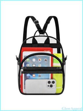 Clear Mini Backpack Stadium Approved PVC See Through Bag Adjustable Straps